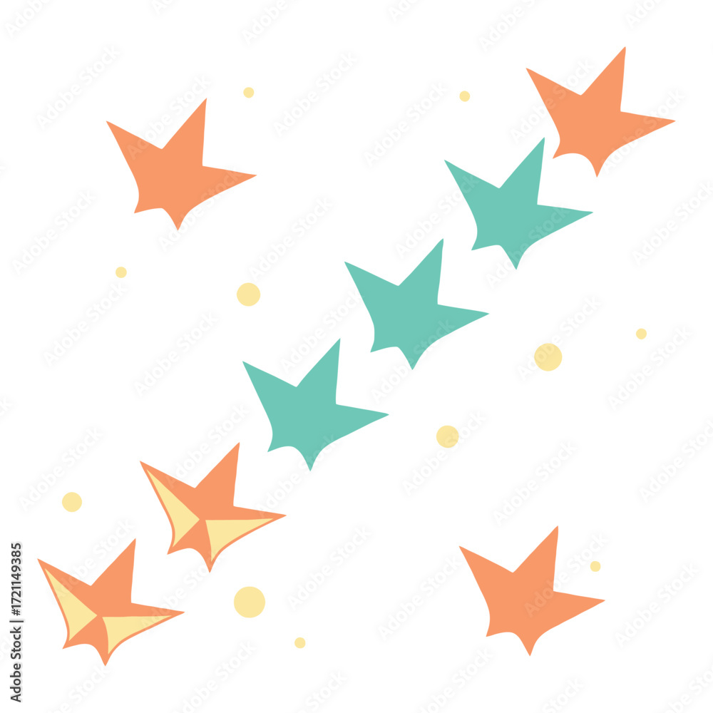 Obraz premium Colorful origami birds flying whimsically against a soft white backdrop 