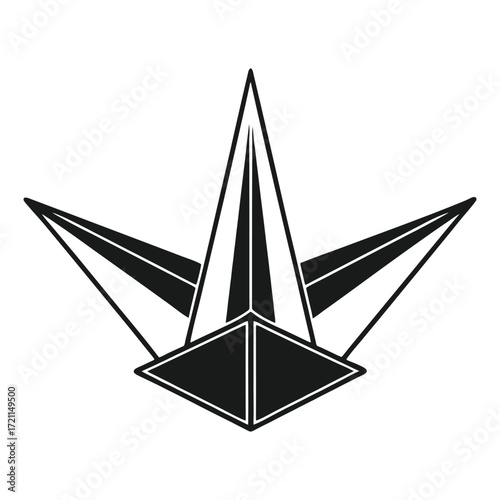 Abstract geometric origami bird design with sharp angled wings and diamond base 