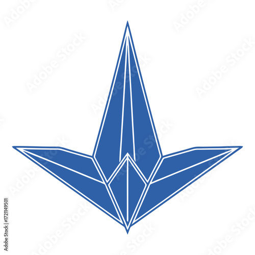 Abstract blue origami bird shape geometric art symbol symbolism flight motion creative design 