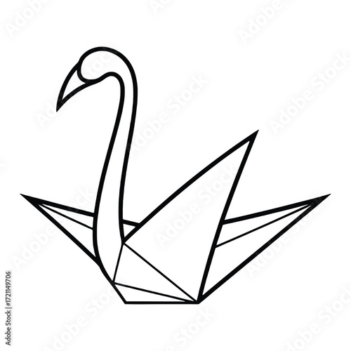 Elegant origami swan paper craft artistry graceful bird silhouette design 