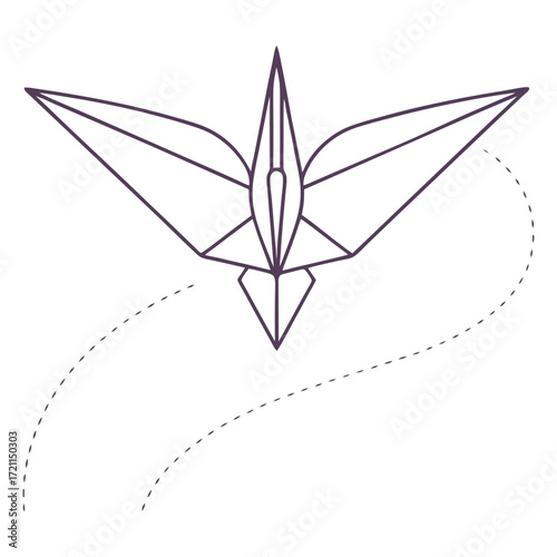 Elegant origami bird in flight depicting graceful movement and artistic paper craftsmanship 