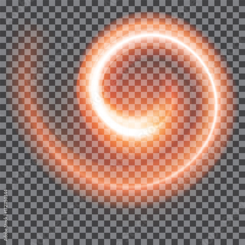 Vibrant swirling orange-red light effect with glowing concentric trails on a transparent background, overlaid with a subtle dark gray grid pattern