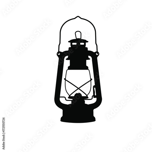 Vintage hurricane lantern silhouette represents nostalgic lighting and outdoor adventures silhouette