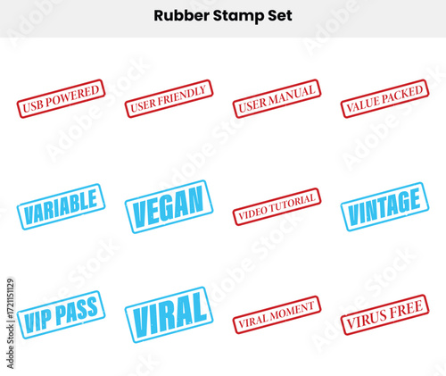 Grunge Style Rubber Stamps Isolated on White with Various Text Labels Set
