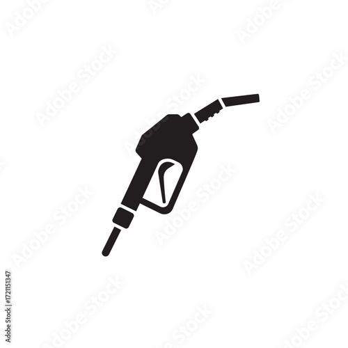 Fuel pump nozzle icon for gas station and automotive industry services silhouette
