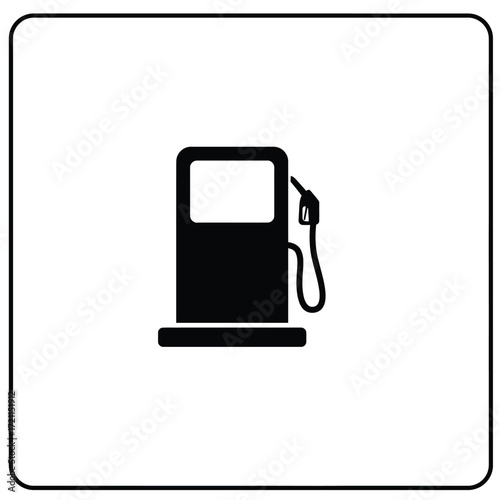 Simple black gas pump icon represents fueling station transportation automotive service silhouette