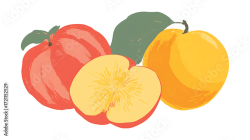 Colorful illustration of peaches
