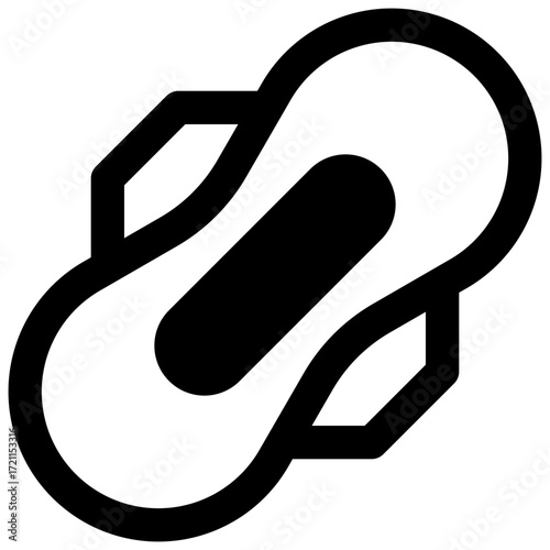 Incontinence pad. Outlined stroke vector icon with black-filled details.