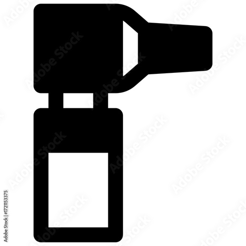 Otoscope. Outlined stroke vector icon with black-filled details.