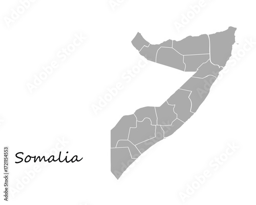 Somalia map regions grey background Vector illustration