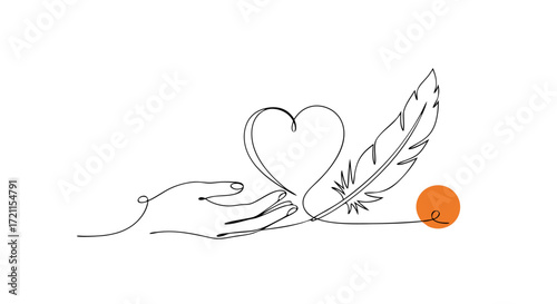 National Day for Truth and Reconciliation Hand, Heart, Feather, and Orange Dot