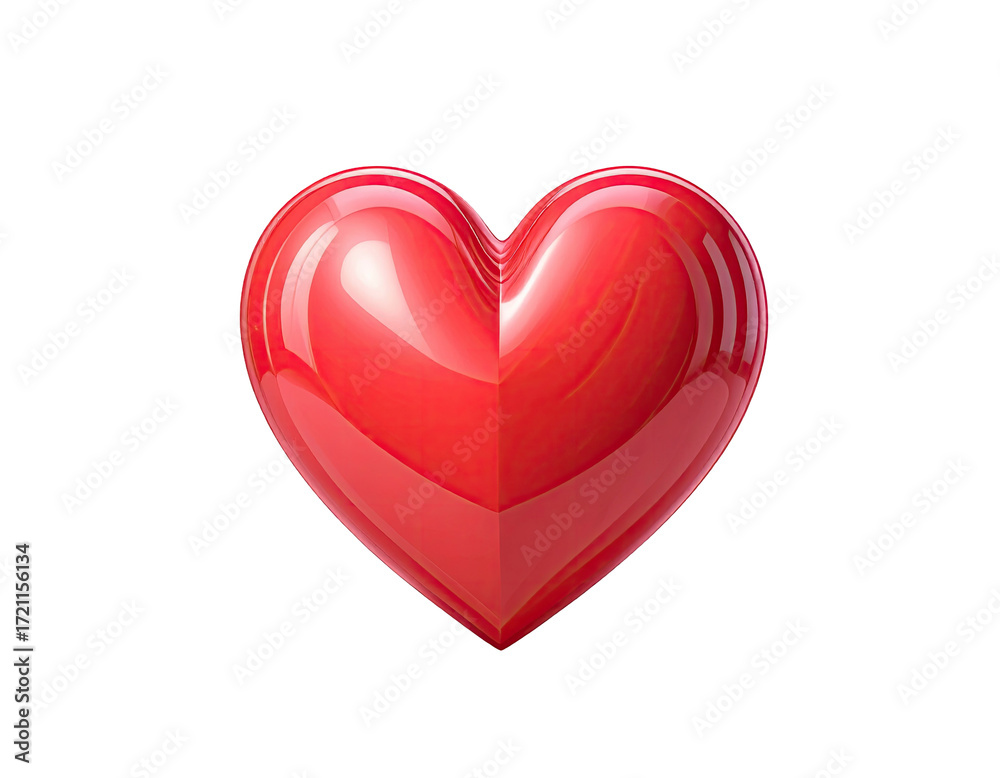 Fototapeta premium Glossy, vibrant red heart shape, isolated on black