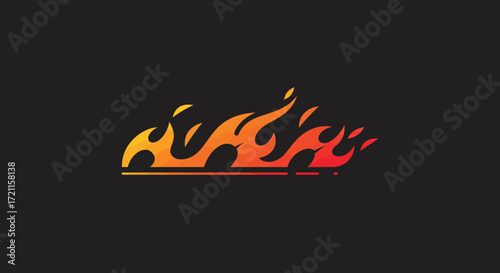 Dynamic fiery flames abstract design with red yellow orange hues and