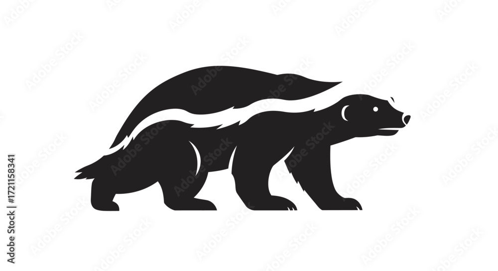 Obraz premium Stylized silhouette black badger or wolverine animal emblem icon for wildlife and nature projects