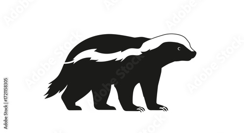 Bold honey badger graphic featuring distinctive white stripe on black body