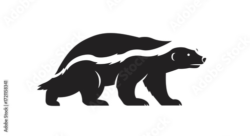 Stylized silhouette black badger or wolverine animal emblem icon for wildlife and nature projects