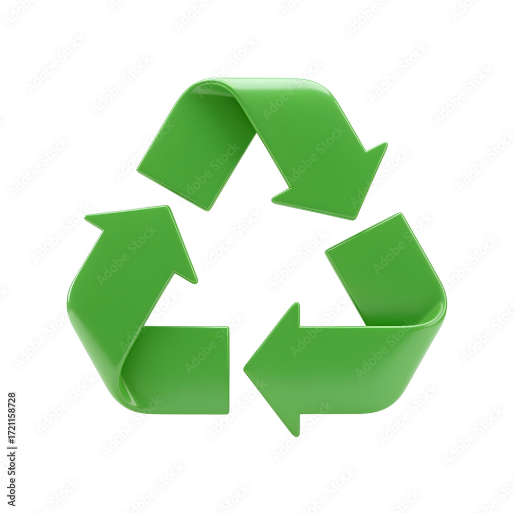 Obraz premium 3d render green recycle symbol with transparent background