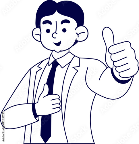 Enthusiastic doctor giving thumbs up gesture, radiating positivity and assurance