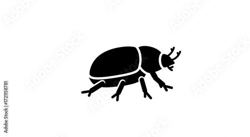 Simple black silhouette of a beetle insect side view small arthropod close up detail