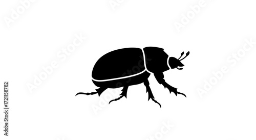Detailed silhouette of a dung beetle insect detailed black silhouette of a dung beetle insect macro view