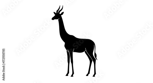 Elegant silhouette of a graceful gazelle standing tall in profile view