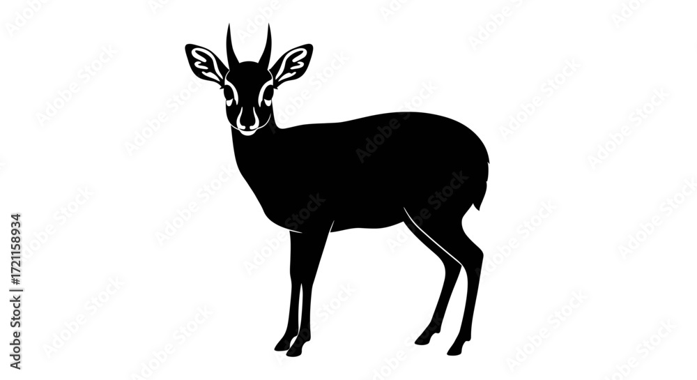 Obraz premium Elegant silhouette of a dik-dik antelope standing gracefully isolated graphic art
