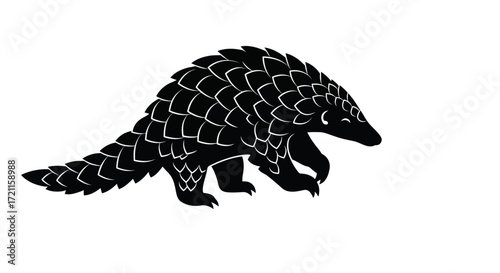 Pangolin silhouette stylized dark textured art animal wildlife nature conservation endangered species