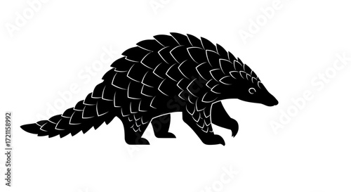 Silhouette of a pangolin walking majestic animal side view silhouette graphic