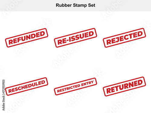 Rectangular Rubber Stamps with Refunded, ReIssued, Rejected, and Returned Text