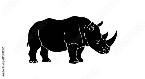 Powerful silhouette of a rhinoceros majestic african wildlife representation standing proudly