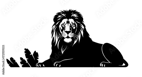 Majestic lion silhouette majestic king of the jungle pride power strength regal dominant fierce animal