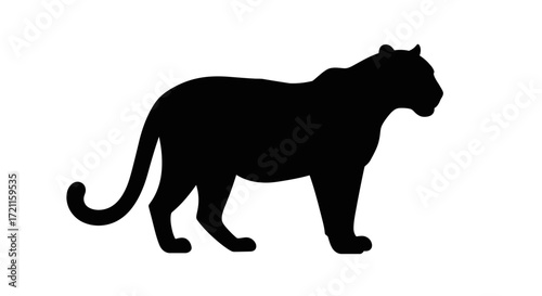 Sleek black panther silhouette majestic predator prowling powerful wild animal silhouette art