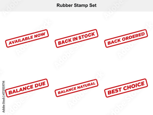 Red Rubber Stamp Set with Business Messages on a White Background Collection