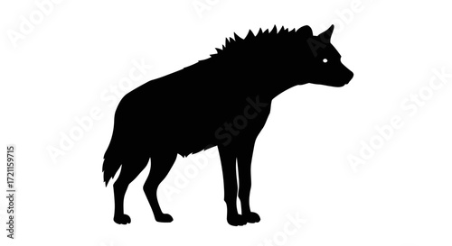 Silhouette of a hyena standing gracefully against a plain canvas