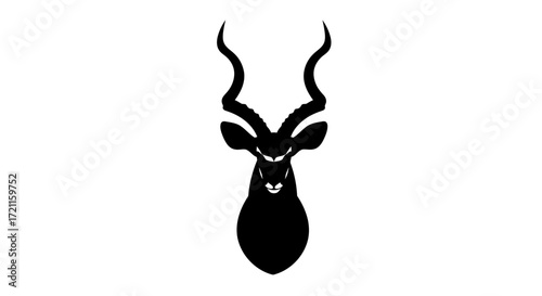 Majestic kudu antelope head silhouette iconic wildlife symbol design element artistic representation