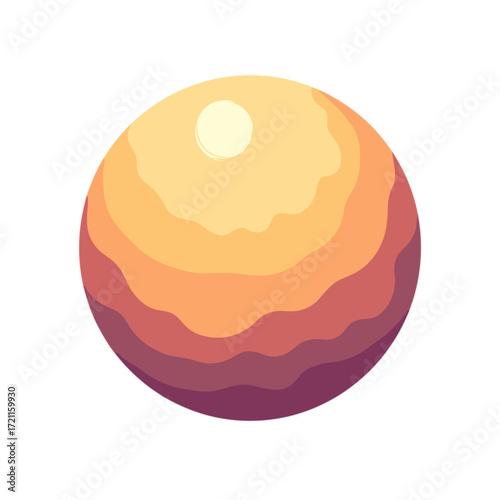 Abstract planet illustration with layered colors and sun  