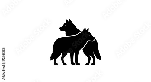Silhouette of two wolves standing together majestic canine spirit animal design graphic art
