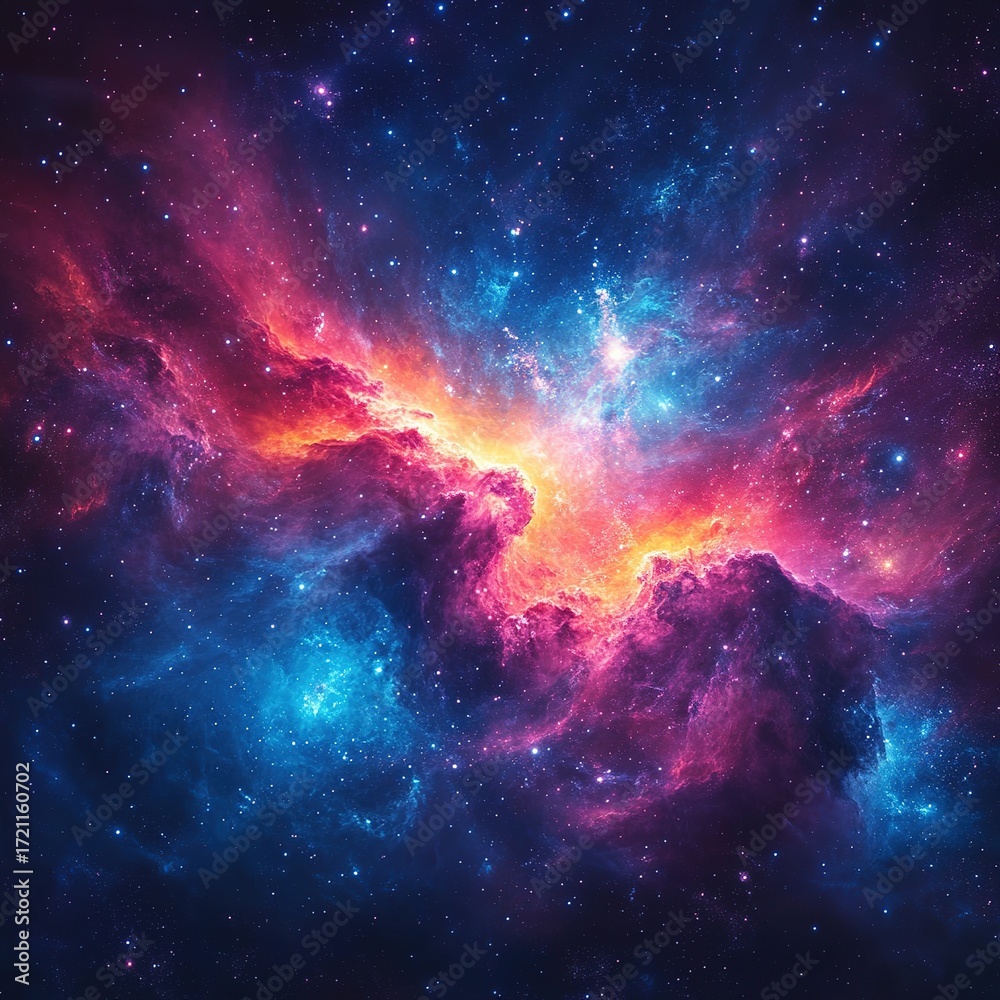 Fototapeta premium Exploring cosmic wonders colorful nebulae in deep space digital artwork universe celestial vibrant artistic perspective