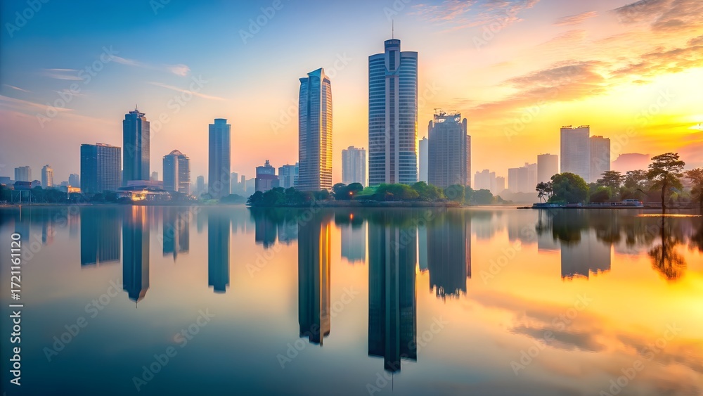 Fototapeta premium Vietnam City Travel Photography in 8K – Ancient Streets, Pagodas, and Skyline at Dawn with Cinematic Light, No People