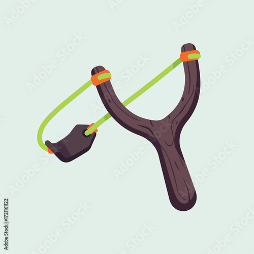 Illustration of a wooden slingshot against a light background
