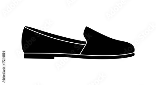 Sleek black velvet loafer shoe with subtle white trim showcasing elegant style and comfort.