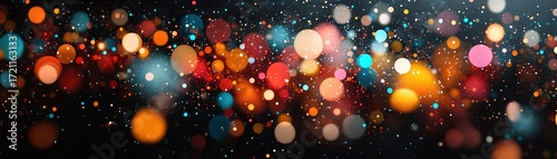 Colorful bokeh lights creating a magical atmosphere abstract background digital art nighttime wide angle view