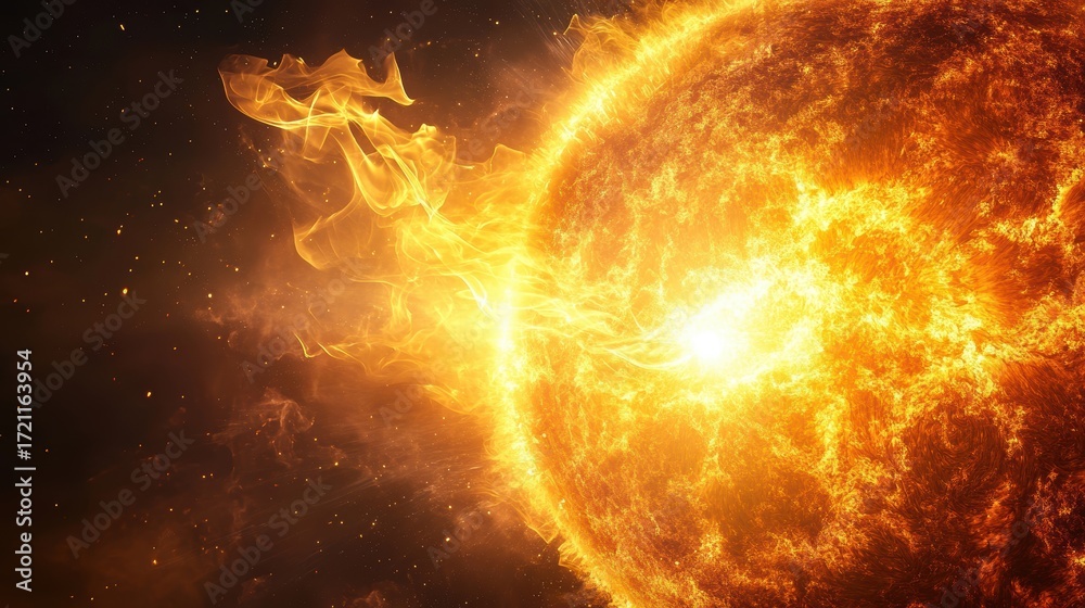 Fototapeta premium a bright orange sun with a black background