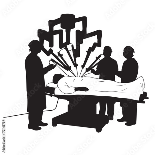 Robotic Surgery Silhouette | Medical Technology, Surgeon Console, Operating Room