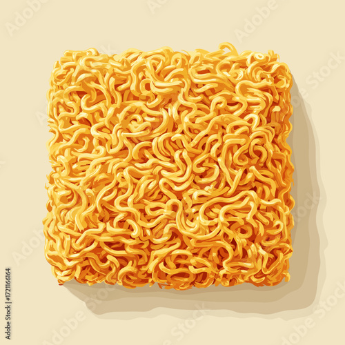 Vector illustration of a block of dry instant noodles isolated on a background