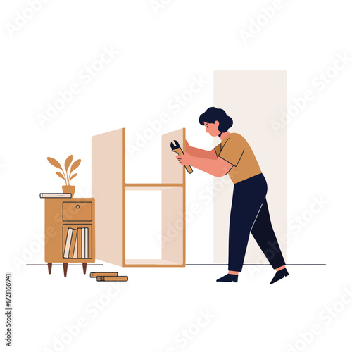 Person building furniture