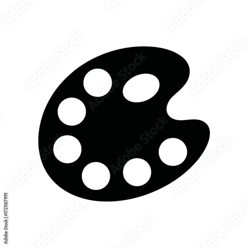 Black and white artists palette illustration for creative projects artistic expression and design work in various digital and print media applications