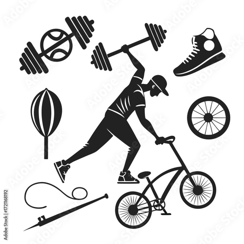 Gym logo Silhouette vector illustration
