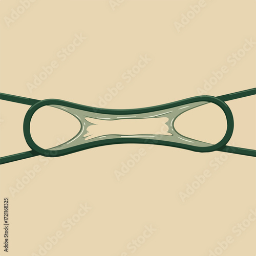 Green frame with oval-shaped open middle part, abstract background