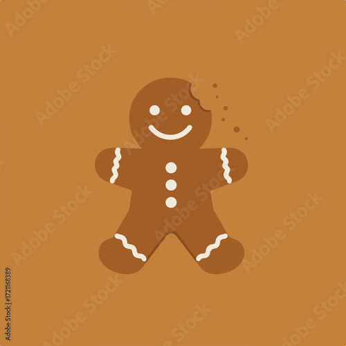 Flat ginger cookie with a bite